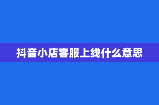 抖音小店客服上线什么意思