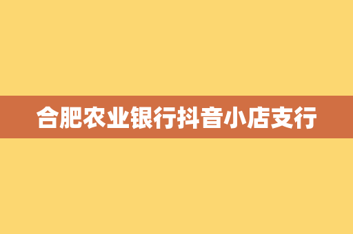 合肥农业银行抖音小店支行