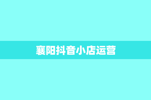 襄阳抖音小店运营