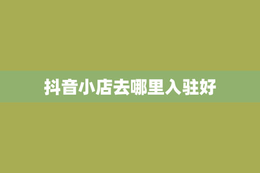 抖音小店去哪里入驻好